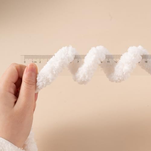 White Jumbo Chunky Chenille Yarn for Crocheting, Thick Plush Yarn for Hand Knitting Blankets, Super Soft Bulky Yarn for DIY Projects, 2 Jumbo Pack - color: white