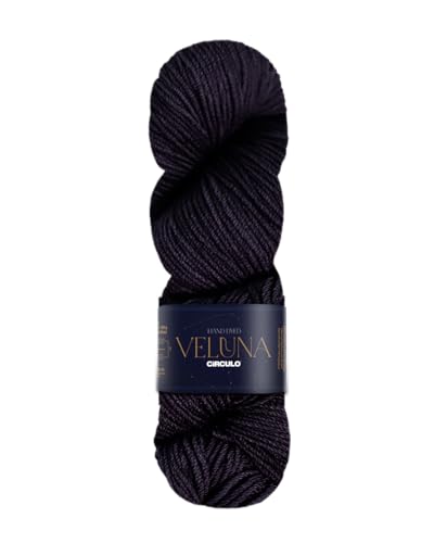 CIRCULO Veluna Yarn, Hand-Dyed Superwash Merino Wool, 100g / 382 Yards (350m), Fingering Weight, Premium Ultra Soft Luxury Fiber for Knitting & Crochet, Color 8990 - Black - color: 8990 - Black, style: 1-Pack
