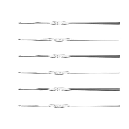 Skweawert 6Pcs 0.9mm Stainless Steel Crochet Hook | Bulk Hand Needles, for Beginners, Women, College Students, Crocheters - size: 0.9mm