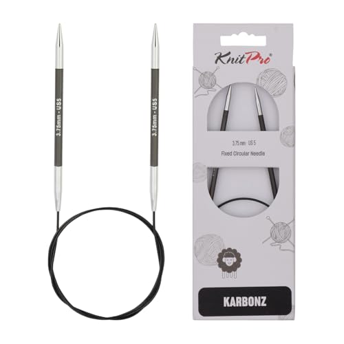 KnitPro Karbonz Fixed Circular Needle 32"(80cm) | US Size 5 (3.75mm) - size: US 5 (3.75mm)