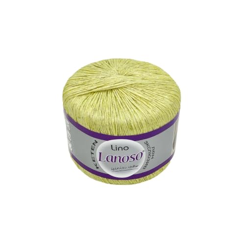 Lino Yarn - 50% Linen 50% Viscose Blend, 50g (1, 914) | Super Fine (1), 191 yds. Breathable natural fibers perfect for elegant summer knitting and crochet garments - color: 914