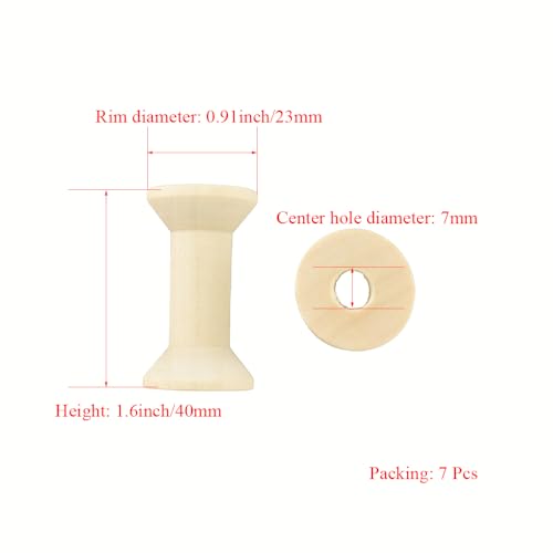 HAHIYO 1.6Inch/4cm 7PCs Natural Wood Unfinished Wooden Empty Thread Spool Smooth Wire Weaving Bobbin Textile Bobbin Rotatable Spool for Crafts DIY Art Education - color: Wood Color, size: 1.6Inch-7P