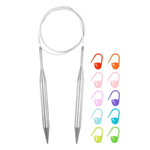 HARFINGTON Knitting Needles Size US 15 10mm Circular Needle 47 Inch 120cm | Round Metal, Stainless Steel, for Handmade Projects DIY Knitting