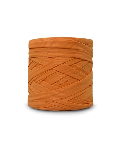 CIRCULO Premium T-Shirt Yarn. Bulky, Soft, Lightweight, Seamless, Knot-Free. Easy-to-Use. Fettuccini Zpagetti, T Shirt Yarn for Crocheting & Knitting- 153.1 yds, (4222 - Orange Peel) - color: 4222 - Orange Peel
