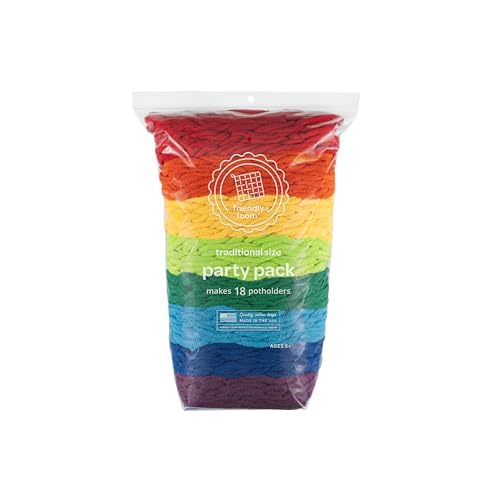 friendly loom Cotton Weaving Loops in Rainbow Colors – 7” Traditional Size | Weave 18 Functional Potholders | Made in the USA