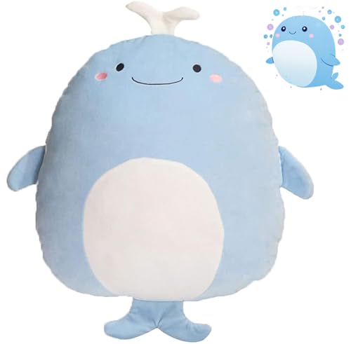 Soft Flat Whale Plush Hugging Pillow Cute Blue Whale Stuffed Animal Plushies Toys Kids Anime Cushion for Birthday, Valentine's Day, Christmas...16.5 Inch - color: Blue, size: 16.5 Inch