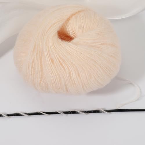 PATIKIL 2 Skeins Mohair Yarn, Soft Yarn Faux Mohair Fuzzy Fur Fine Fluffy Yarns Thin for Crocheting Knitting Sweater Scarf Hat Crafts Blanket Rug, Light Beige - color: Light Beige