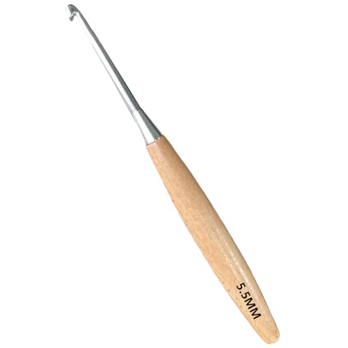 BsHooker Beech Wood Handle Crochet Hooks,5.5mm Ergonomic Crochet Hooks for Beginners and Arthritic Hands,Comfortable Grip - size: 5.5mm