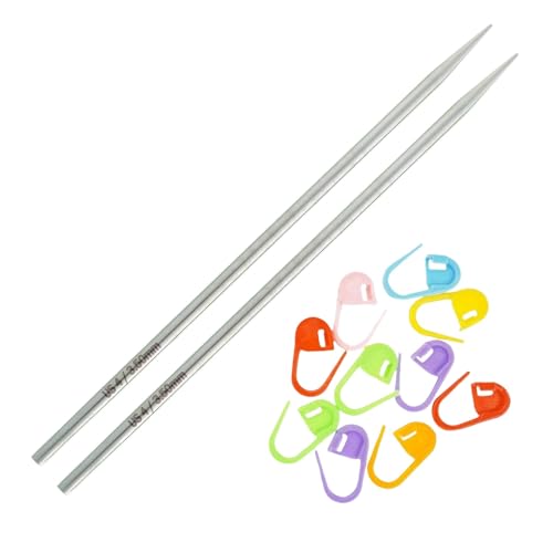Lykke Flight 3.5in US 4 (3.5 mm) Interchangeable Knitting Needle Tips | Requires Standard Cables, Stainless Steel, Semi-Sharp, Short Taper Points, 10 Colorful Stitch Markers - size: US 04 (3.5 mm) 3.5in.