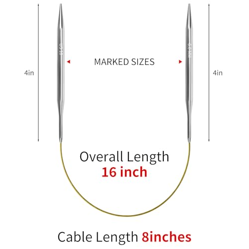 6.0mm Circular Knitting Needles - 16-inch/40cm US10 Ergonomic Stainless Steel Set with Tangle-Free Cable and Smooth Joints, Ideal for Hats, Socks, and Sleeves - size: 6.0mm/US10