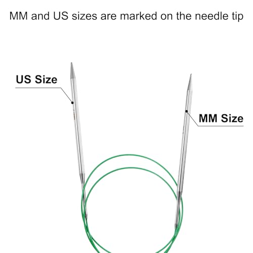 uxcell US 9(5.5mm) Knitting Circular Needle 40 Inch(100cm) Metal Round Stainless Steel Needle with Large Eye Sewing & Stitch Markers for Handmade Projects DIY Knit Blankets - size: US9(5.5mm)