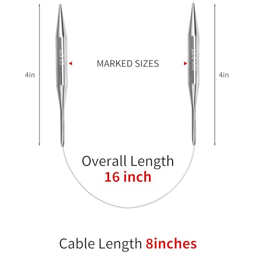 10.0mm Circular Knitting Needles - 16-inch/40cm US15 Ergonomic Stainless Steel Set with Tangle-Free Cable and Smooth Joints, Ideal for Hats, Socks, and Sleeves - size: 10.0mm/US15