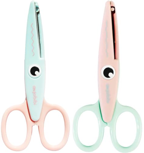 Scissors for Crafting (2-Pack)-Decorative Pattern Edge Craft Scissors,Suitable for Fun DIY Scrapbooking Crafting Projects for Kids Adults (Pink+Blue) - color: Pink+blue