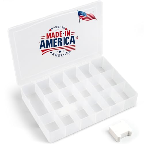 BULK PARADISE Embroidery Floss Organizer Box with 50 Cardboard Bobbins - 17 Compartments Clear embroidery thread organizer box, Snap-Tight Clear Sewing Organizer - Jewelry Bead Holder (Made in USA)