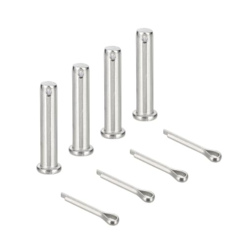 uxcell 4Pcs M10x50mm Clevis Pins, 304 Stainless Steel Single Hole Flat Head Hitch Fastener Lock Systems with Cotter Pins for Furniture Installation Trailer Lawn Mower, Silver - size: M10x50mm