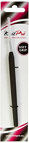 KnitPro Steel Single-Ended Crochet Hook with Black Soft Handle | 0.75 mm - size: 0.75 mm