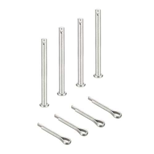 uxcell 4Pcs M5x90mm Clevis Pins, 304 Stainless Steel Single Hole Flat Head Hitch Fastener Lock Systems with Cotter Pins for Furniture Installation Trailer Lawn Mower, Silver - size: M5x90mm