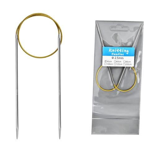 2.5mm Circular Knitting Needles - 16-inch/40cm US1.5 Ergonomic Stainless Steel Set with Tangle-Free Cable and Smooth Joints, Ideal for Hats, Socks, and Sleeves - size: 2.5mm/US1.5