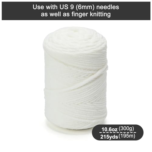 Chunky Chenille Yarn #6 Super Bulky Soft Fluffy Crochet | Easy care & beginner-friendly. Choose 0.66lb or 1.76lb. Perfect for blankets, hats, scarves, home decor. Machine washable. - color: Cream, size: 0.66LB/215yds