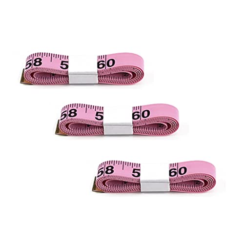 Pink Tape Measure, Measuring Tape for Body Measurements Fabric Soft Cloth Sewing Tailor Waist Flexible Weight Loss Vinyl Home Craft Fashion Double Scale Ruler, 60 inch, 3 Pack