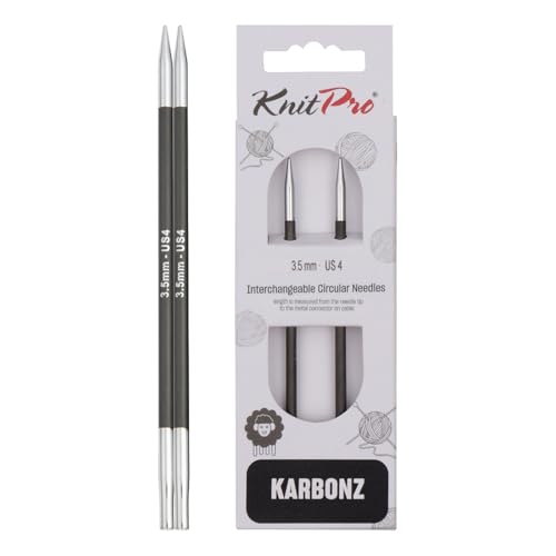KnitPro Karbonz Interchangeable Circular Needle 5" (13cm) | US Size 4 (3.5mm) - size: US 4 (3.5mm)