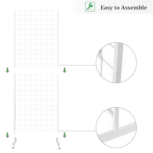 6' x 2' Grid Panel Tower with T Base and Footbeds, White Finish - color: White