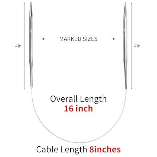 5.0mm Circular Knitting Needles - 16-inch/40cm US8 Ergonomic Stainless Steel Set with Tangle-Free Cable and Smooth Joints, Ideal for Hats, Socks, and Sleeves - size: 5.0mm/US8