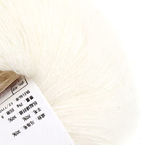 Popular Soft Mohair Knitting Angora Wool Yarn for DIY Knitting (with a Crochet)(White)