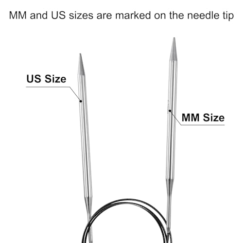 uxcell US 10.25(6.5mm) Knitting Circular Needle 40 Inch(100cm) Metal Round Stainless Steel Needle with Large Eye Sewing & Stitch Markers for Handmade Projects DIY Knit Blankets - size: US10.25(6.5mm)