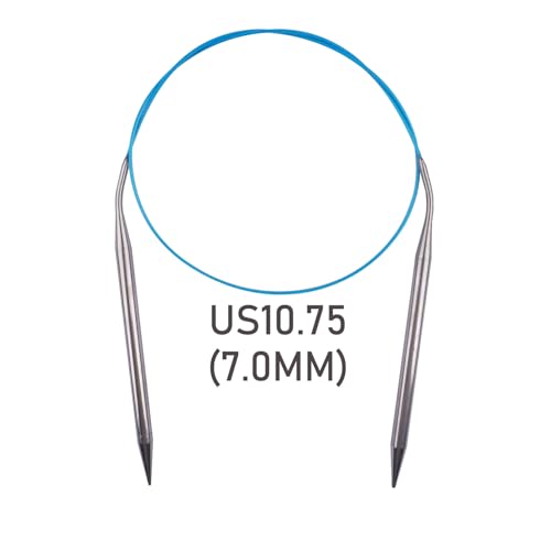 Circular Knitting Needles 32inches/80cm,Size US 10.75(7mm) Stainless Steel Round Knitting Needles for Handmade Knitting DIY - size: US10.75/7mm