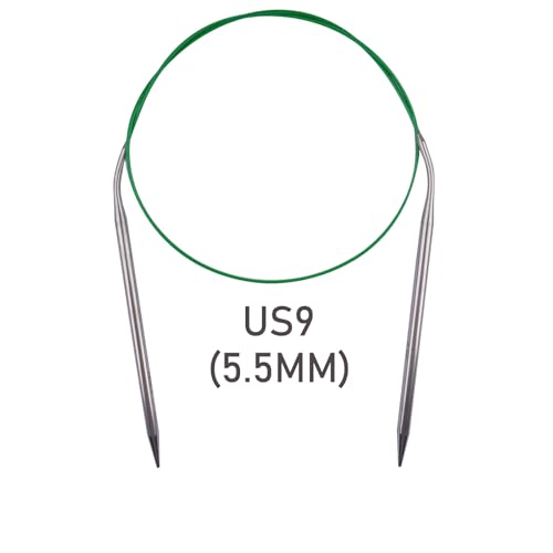 Circular Knitting Needles 32inches/80cm,Size US 9.0(5.5mm) Stainless Steel Round Knitting Needles for Handmade Knitting DIY - size: US9/5.5mm