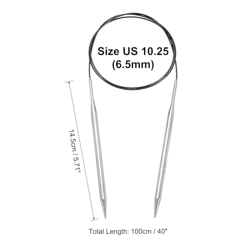 uxcell Size US 10.25 (6.5mm) Knitting Needles Circular Needle 40 Inch(100cm) Round Metal Stainless Steel Needle for Handmade Projects DIY Knitting Black - color: Black, size: 40 inch Size US 10.25 (6.5mm)
