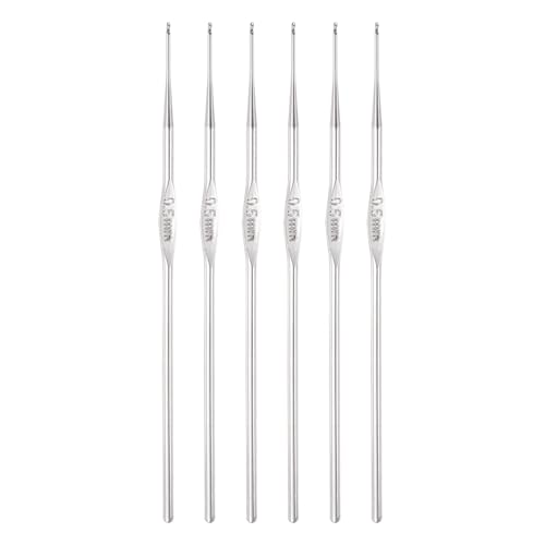 uxcell Stainless Steel Crochet Hook 0.5mm Knitting Needles for DIY Craft Yarn 6Pcs - size: 0.5mm