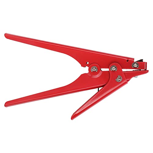 Portable Nylon Cable Tie Gun Adjustable Tension Plastic Zip Tie Fastening and Cutting Tool (Red) - color: Red