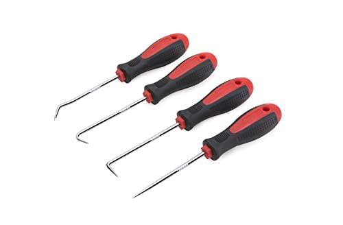 Precision Hook and Pick Set for Automotive | 4-Piece Hand Tools - color: Red