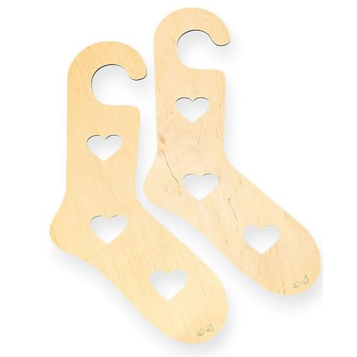 Wooden Sock Blockers Heart Motif, One Pair Knitting and Crochet Sock Mold, Sock Display - Large (US 9-10 / EU 40-42) - size: Large (US 9-10 / EU 40-42)