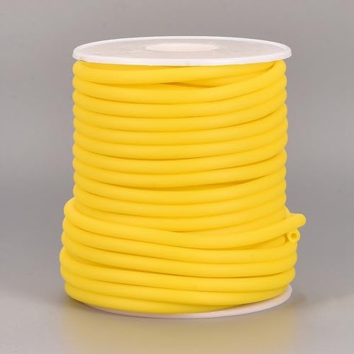 Beadthoven 4mm Hollow Pipe Rubber Tube Cords, 16Yards Barber Cord for Knitting Stitch Holder, Tubing Rubber Cord with Spool for Bracelet Jewelry Making DIY Crafts 2mm Hole - Gold - color: Gold, size: 4mm