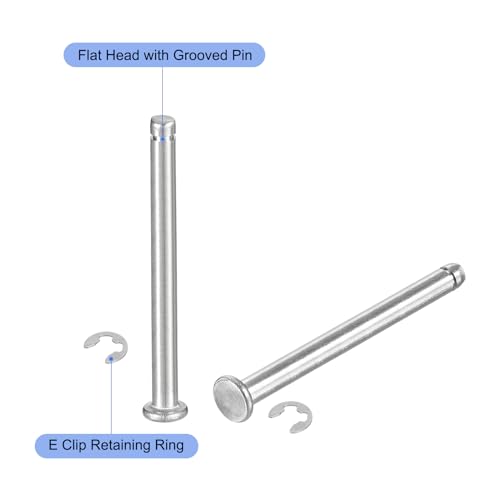 uxcell 20Set M4x45mm 304 Stainless Steel Cylindrical Shaft Snap Ring Locating Pin, Flat Head Grooved Hinge Cylinder Position Pin with E Clip Retaining Ring, Silver - size: M4x45mm