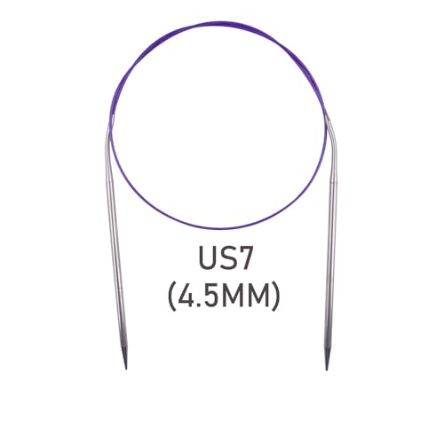 Circular Knitting Needles 32inches/80cm,Size US 7.0(4.5mm) Stainless Steel Round Knitting Needles for Handmade Knitting DIY - size: US7/4.5mm