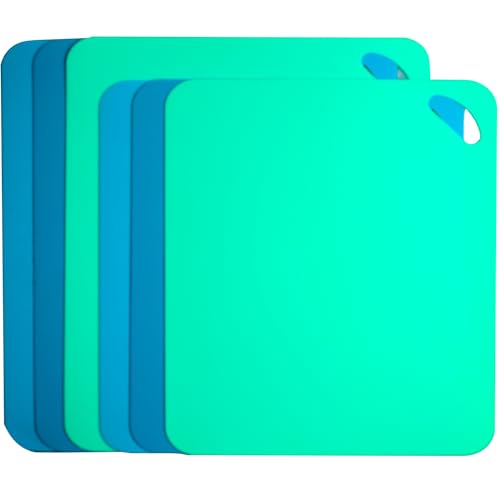 Plastic Flexible Cutting Mats for Kitchen, 6pcs Multi-size Color Coded Chopping Board Set,2 different Sizes Cutting Board Sheet for Kitchen Cooking, Dishwasher Safe(13x10.6"& 14.6x11.6") - size: 13"x10.6"/14.6"x11.6"