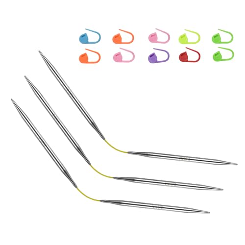 US8/5.0mm9-inchFlexibleCircular DoublePointed Knitting Needles,3-PieceSet | Perfect for knitting socks, stuffed animals, fingerless gloves, coasters, and other small, delicate knitting projects - size: 5.0MM