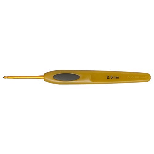 Clover Soft Touch Crochet Hook: 2.50mm, Brown - size: 2.50 mm