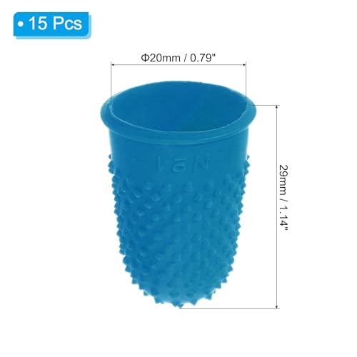 PATIKIL Rubber Finger Tips, 15 Pack Silicone Thumb Fingertip Protector Finger Cots Covers Guard Pads Thimble Grips for Office Counting Sewing, Blue M Size - color: Blue, size: 1.2x0.8inch（Medium）