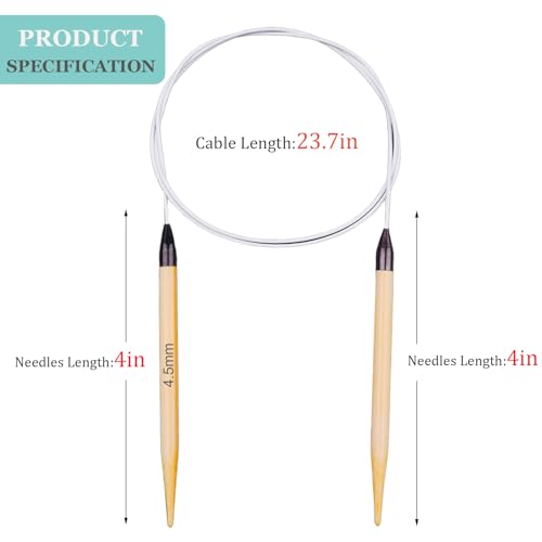 Weabetfu 32inch Bamboo Circular Knitting Needles US Size 7(4.5mm) | Premium Circular Needles Handmade DIY and Any Weave Yarn Projects,Include Knitting Accessories - size: US 7(4.5mm)