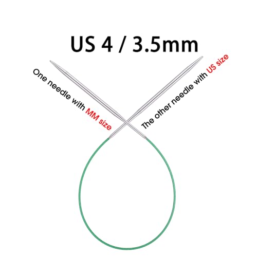Circular Knitting Needles 16 inch (40cm) - US Size 4 (3.5mm) Stainless Steel Round Knitting Needles for Hats, Socks & Baby Booties - size: 16in/3.5mm(us4)