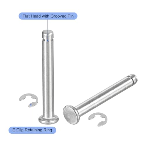 uxcell 20Set M4x30mm 304 Stainless Steel Cylindrical Shaft Snap Ring Locating Pin, Flat Head Grooved Hinge Cylinder Position Pin with E Clip Retaining Ring, Silver - size: M4x30mm