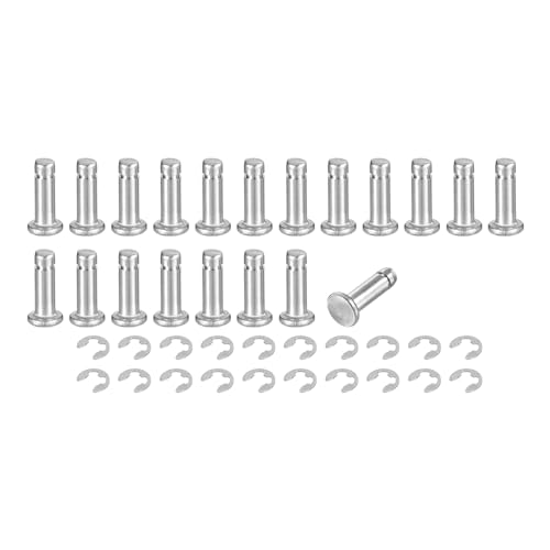 uxcell 20Set M4x12mm 304 Stainless Steel Cylindrical Shaft Snap Ring Locating Pin, Flat Head Grooved Hinge Cylinder Position Pin with E Clip Retaining Ring, Silver - size: M4x12mm