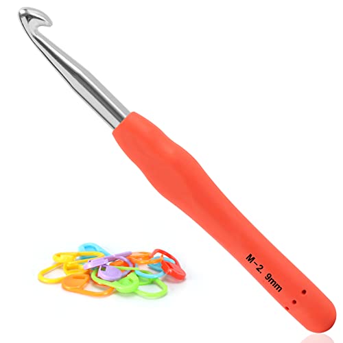 Vodiye Professional Extra Long 9mm Crochet Hooks, Ergonomic Handle Set for Beginners and Experienced Lovers - size: 1pc - 9mm