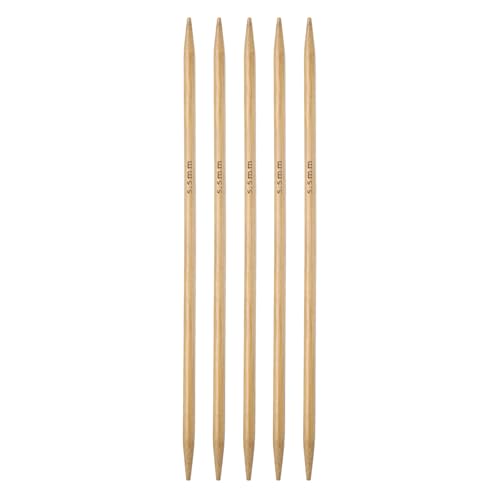 Generic 5Pcs Bamboo Knitting Needles Double Pointed Size US 9(5.5mm) Carbonized 7.9 Inch(20cm) Straight for Handmade Creative DIY Knitting Craft Yarn