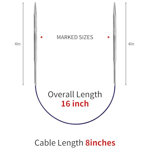 4.5mm Circular Knitting Needles - 16-inch/40cm US7 Ergonomic Stainless Steel Set with Tangle-Free Cable and Smooth Joints, Ideal for Hats, Socks, and Sleeves - size: 4.5mm/US7